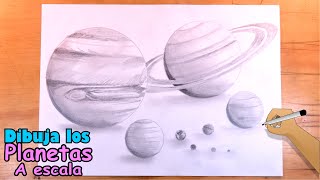 Aprende a Dibujar Los planetas a Escala Real con Lápiz