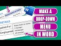 Insert drop down menus into a Microsoft Word Form or Table