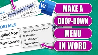 Insert Drop Down Menus Into A Microsoft Word Form Or Table