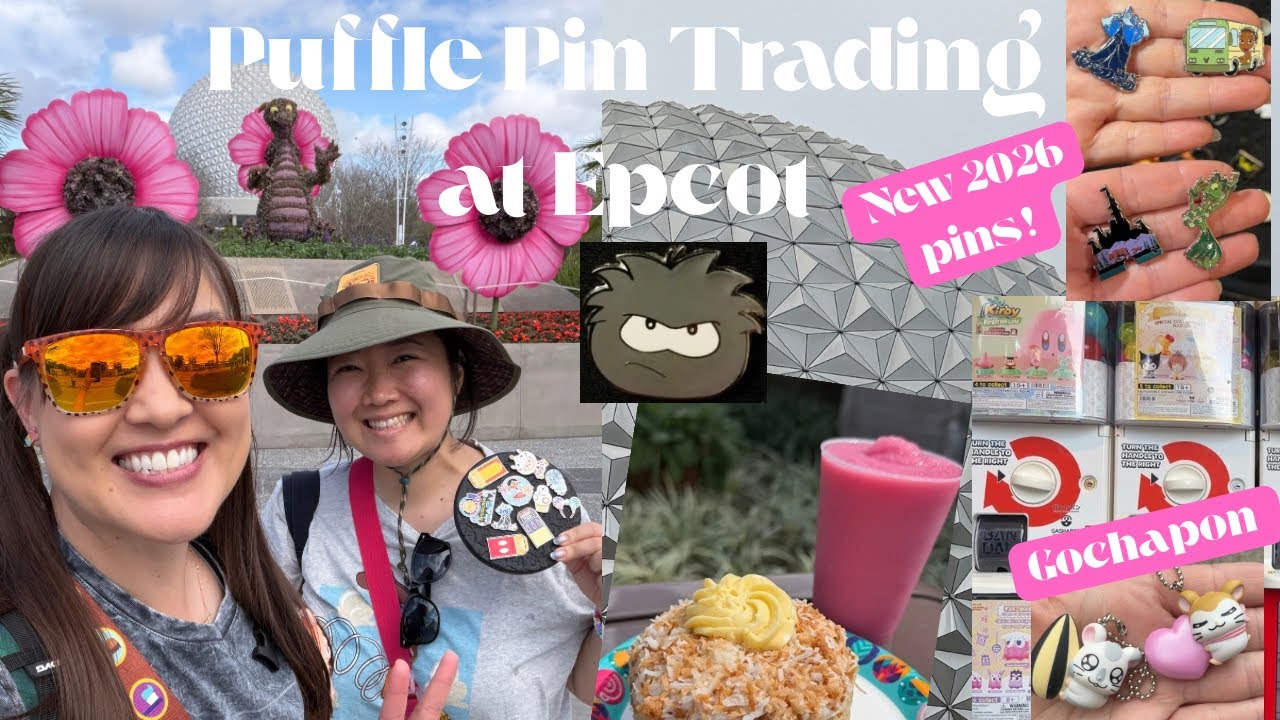 Pin trading for Puffle pins at Epcot at WDW | finding New 2026 Hidden Disney Pins