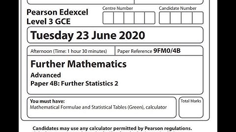 Further Stats 2 2020 Pearson Edexcel A level further maths