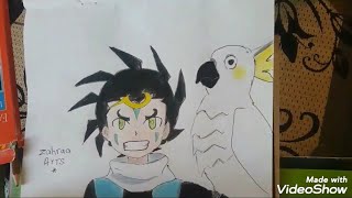 رسم كروان مع كرامل  من انمى صراع البلابل بي باتيل برست افلوشن خطوة بخطوة