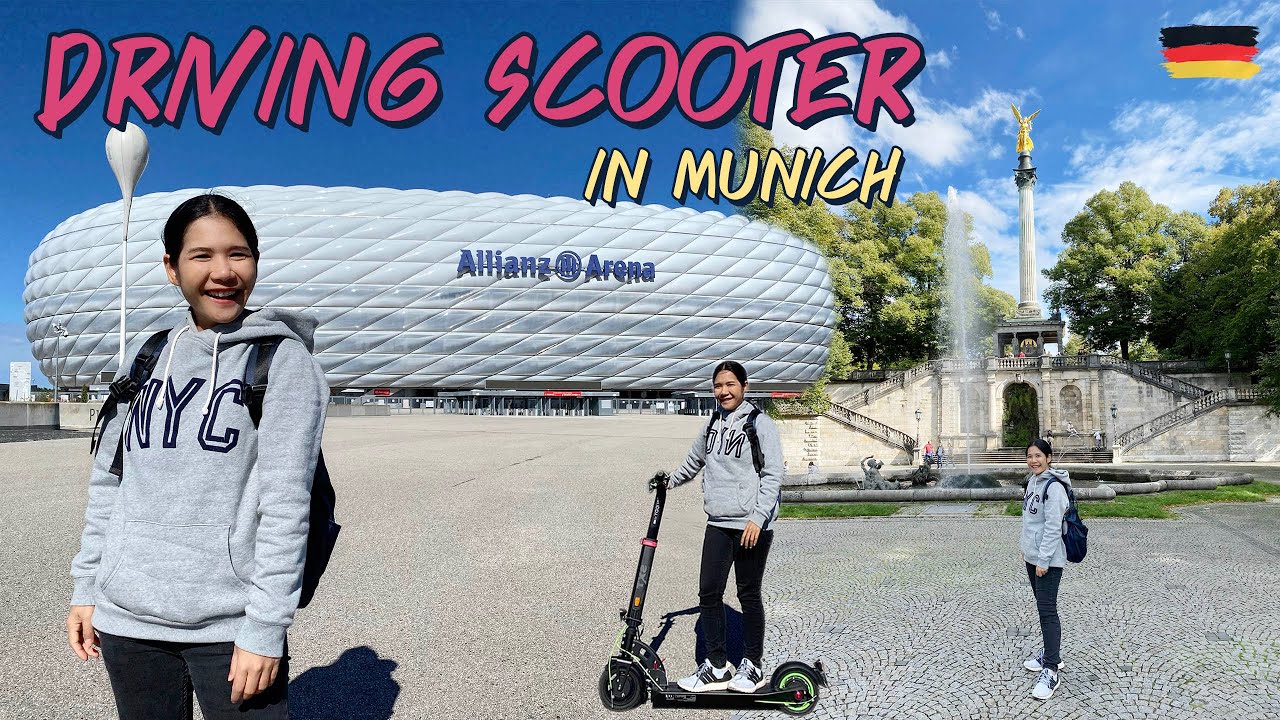 Vlog | ปาจาพาเที่ยว : ขับสกู๊ตเตอร์เล่นที่ Allianz arena และริมแม่น้ำ Isar ในมิวนิค