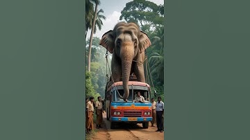 Elephant bus attack #elephant #elephantvideo #elephantvideos #aiwildlifeshort