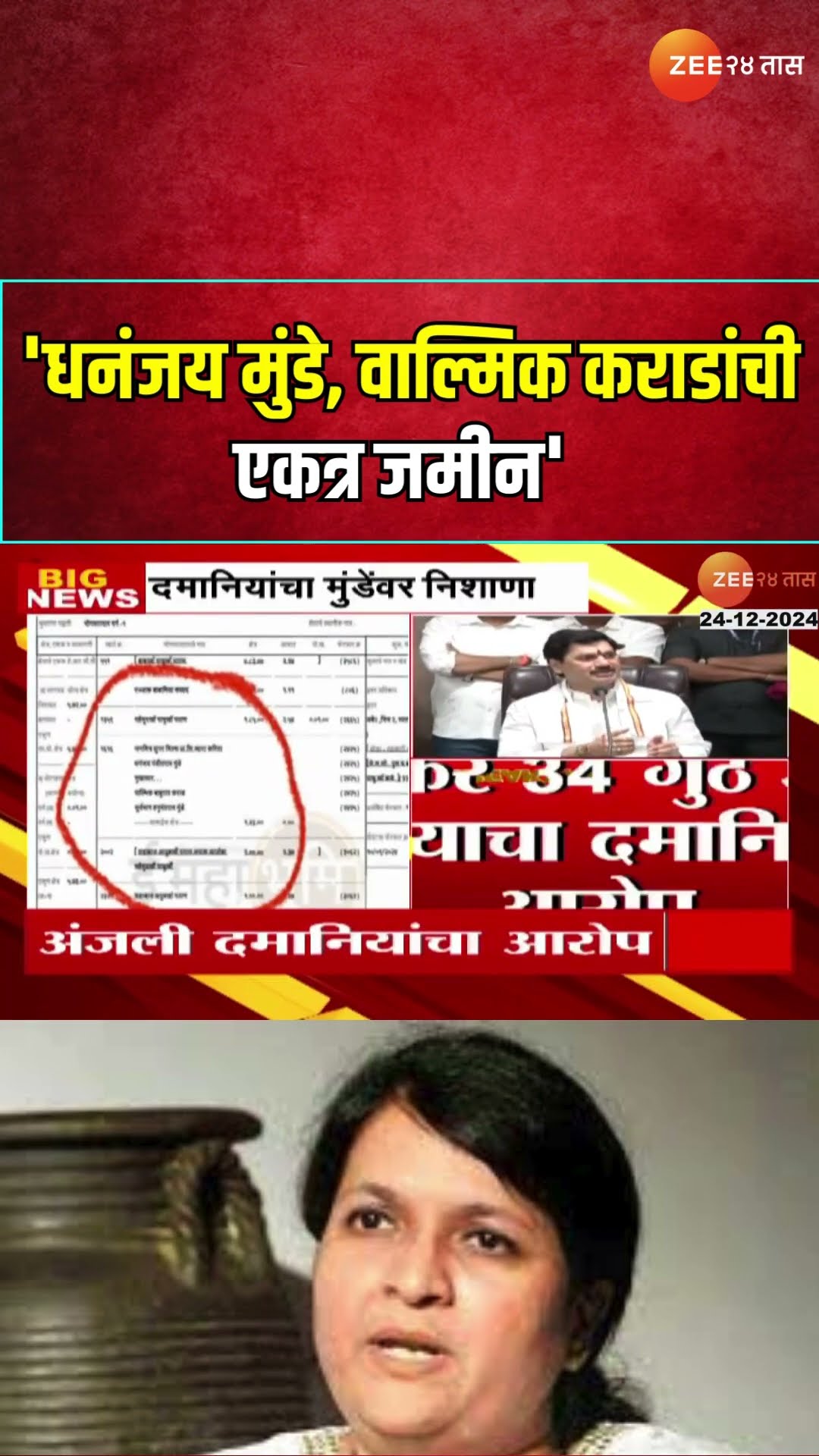 Anjali Damania On Munde | 'धनंजय मुंडे, वाल्मिक कराडांची एकत्र जमीन'; दमानियांनी दाखवले कागदपत्र