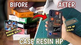 CASE RESIN STIKER bikin case hp bekas jadi keren lagi pakek bungkus rokok bekas