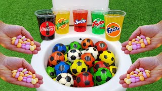 Football VS Coca Cola Zero, Yedigün, Fanta, Sprite, Fruko and Fruity Mentos in the toilet