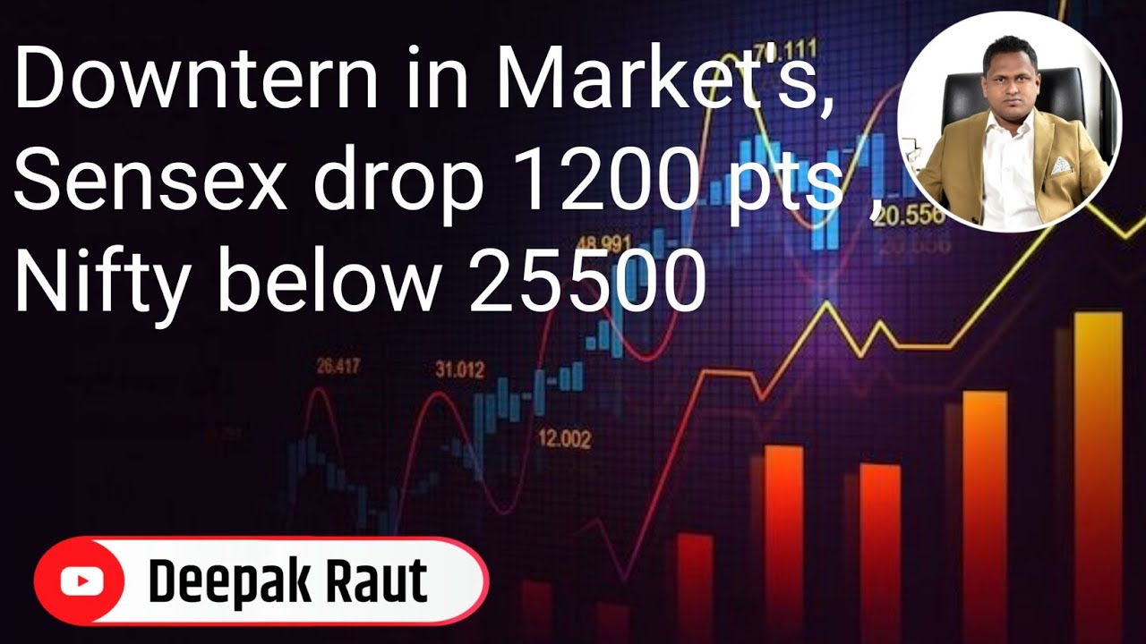 Downtern in Market's, Sensex drop 1200 pts Nifty below 25500 Share Market Daily Updates 19 FEB 2026|