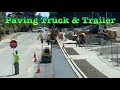 Paving Truck and Trailer, With Spreading. Trucking and Construction.