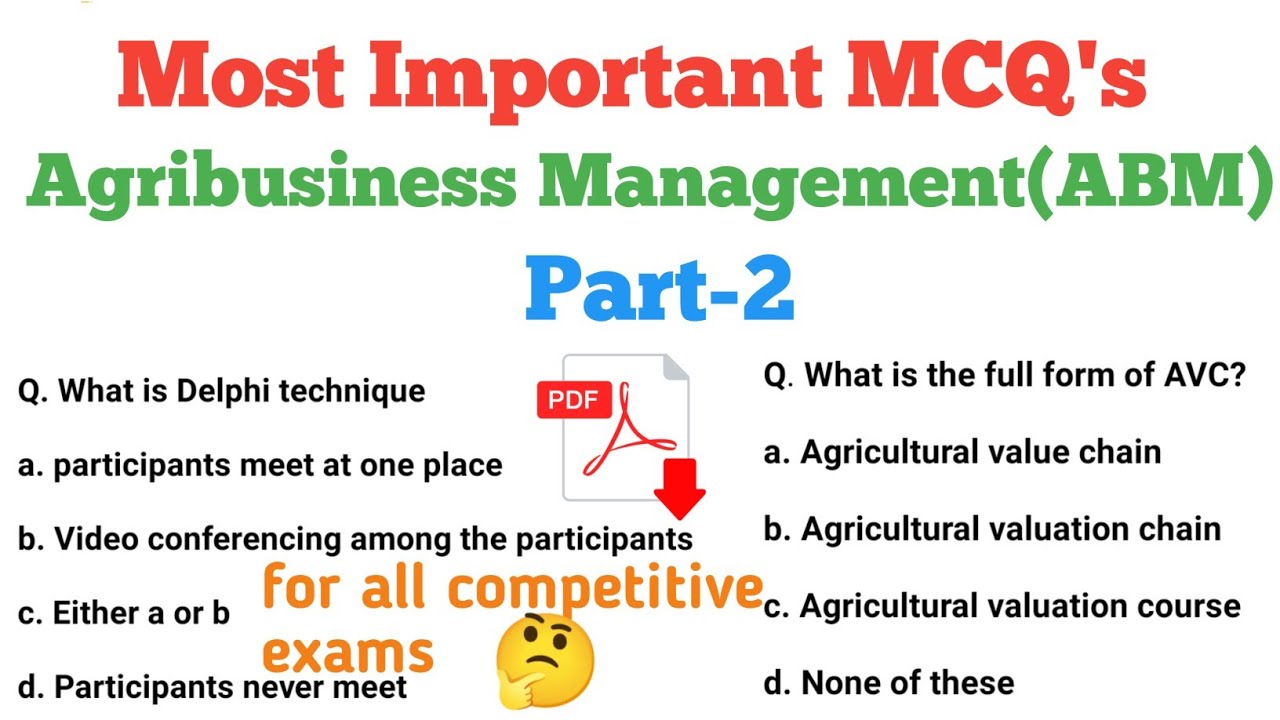 Important MCQs on Agribusiness management part-2 - YouTube