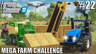Baling STRAW w/ KRONE BIG PACK 1290 | MEGA FARM Challenge | Farming Simulator 22
