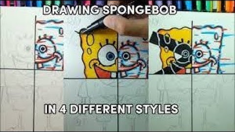 Drawing SpongeBob In four (4)different styles||part 2||M. S OP|| Glitch-realims-drip-xray