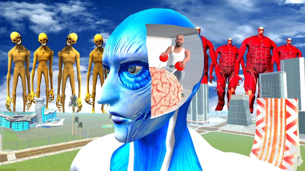 Franklin Enter Ice Female Titan Head & Fight Lava Titans & Verety Monster In Indian Bike Driving 3D!