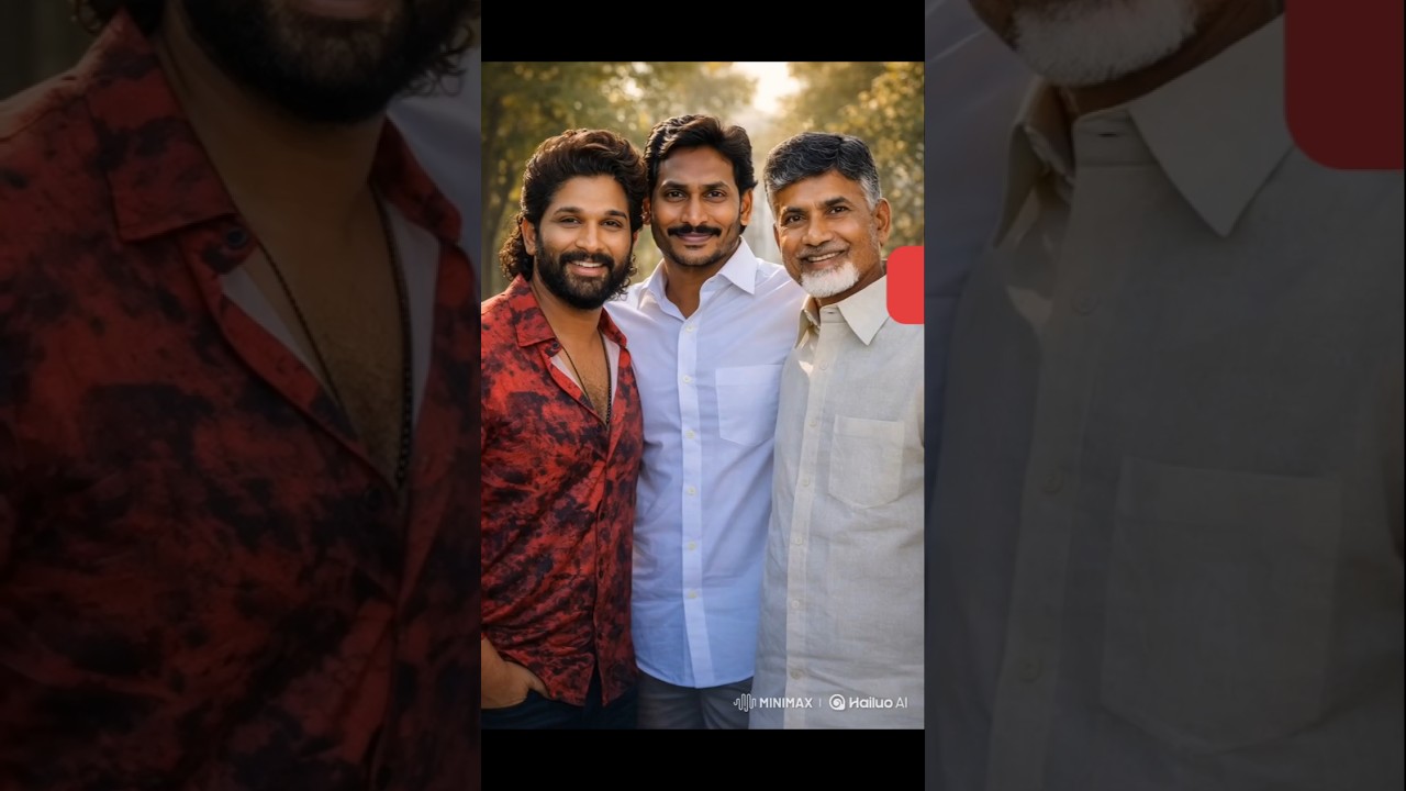 Ys jagan garu🔥😍and Allu Arjun garu and chandrababu garu modi shake hande 