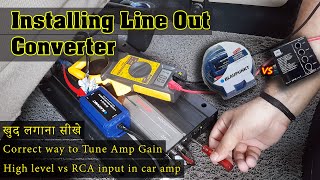 How to Install Line Out Converter to Amp with Factory Stereo | How to Tune Car Amplifier Inline Converter Car Audio
