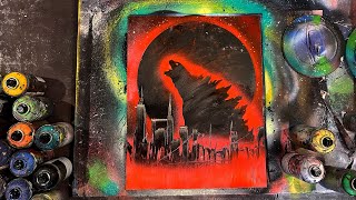 Godzilla Spray Paint Art By Nathan Salmon
