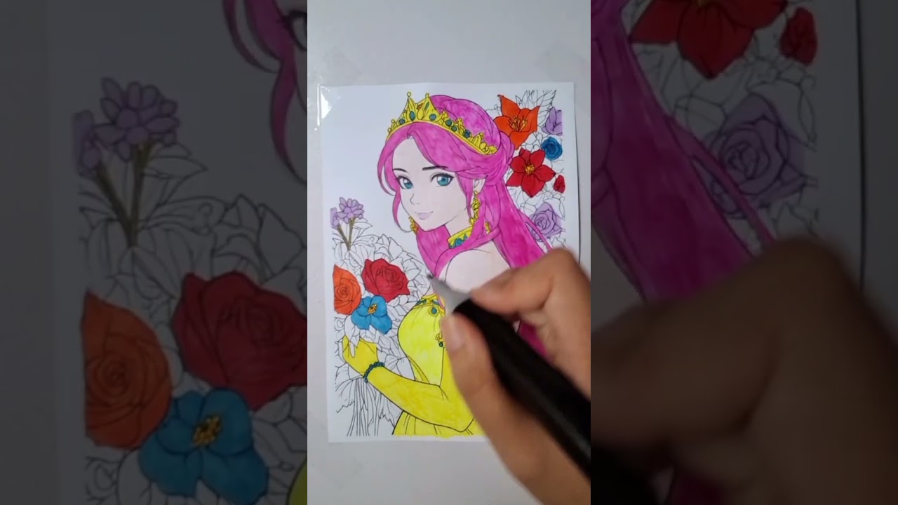 Tô màu tranh Công chúa và Hoa | Thế giới sắc màu