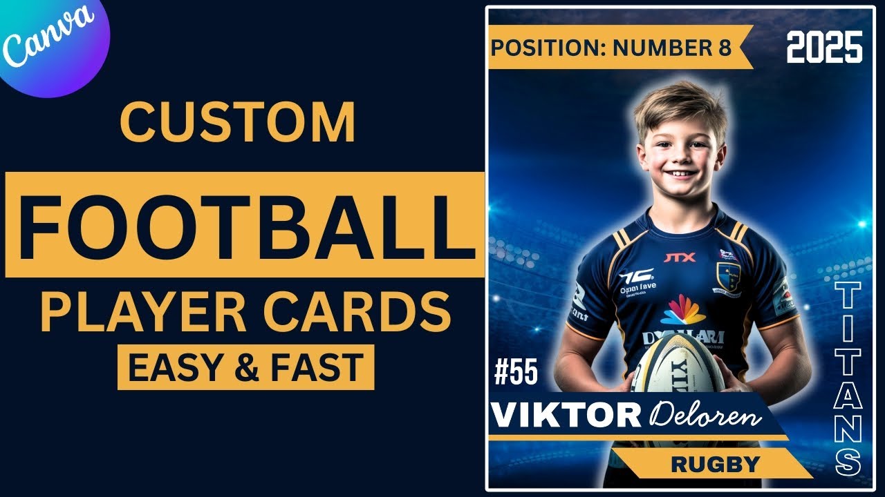 Design American Football Player Card Template in Canva | Perfect for School Sports Teams