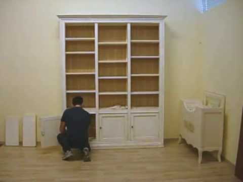 Libreria in legno massello laccata bianco avorio youtube Librteria vcartongesso legno