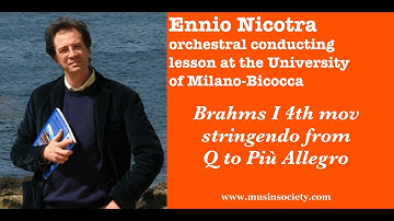 Orchestral conducting lesson with Ennio Nicotra Brahms I 4th mov stringendo from Q to Più Allegro