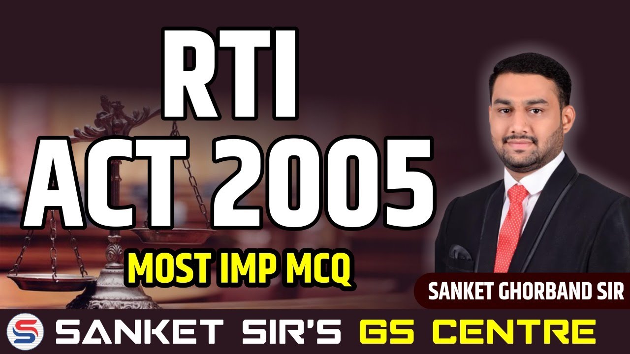 RIGHT TO INFORMATION (RTI) ACT 2005 II MIDC EXAM 2025 - MOST IMP MCQ II SANKET GHORBAND SIR#midc