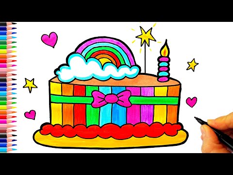 Pasta Nasıl Çizilir? 🎂 How To Draw a Cute Birthday Cake - Doğum Günü Pastası Çizimi - Pasta Çizimi