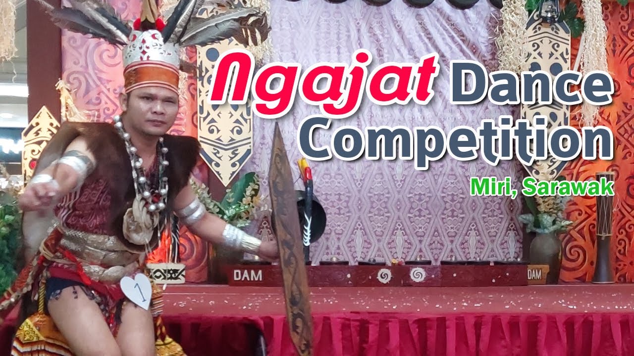 Traditional Ngajat dance competition, Miri, Sarawak. Perkit Betabuh ...