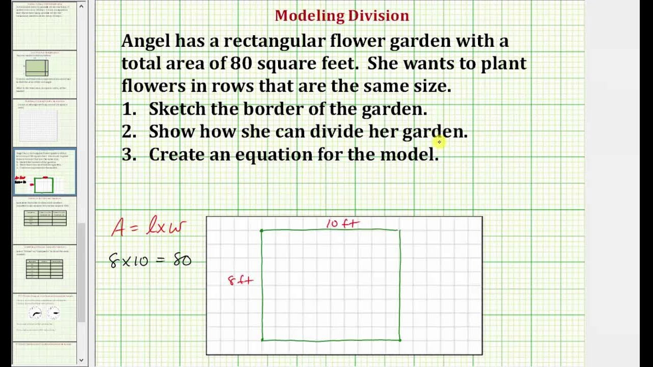 Crear un modelo de área para la división (Common Core 3/4 Math Ex 18 -  YouTube