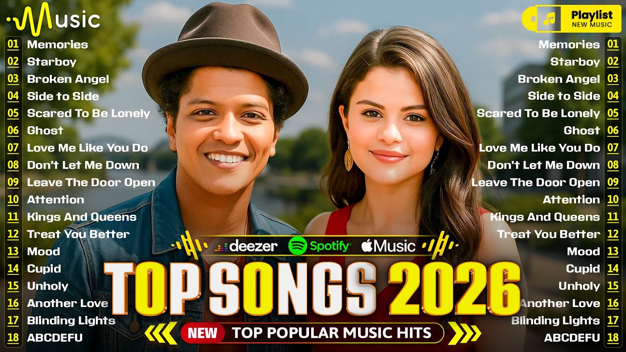 Billboard 🍁 Pop Songs 2026 🎶 Bruno Mars, Selena Gomez, Adele, Justin Bieber, Maroon 5, Rihanna