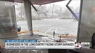 VIDEO: Charleston businesses cleaning up after winds, flooding cause damage