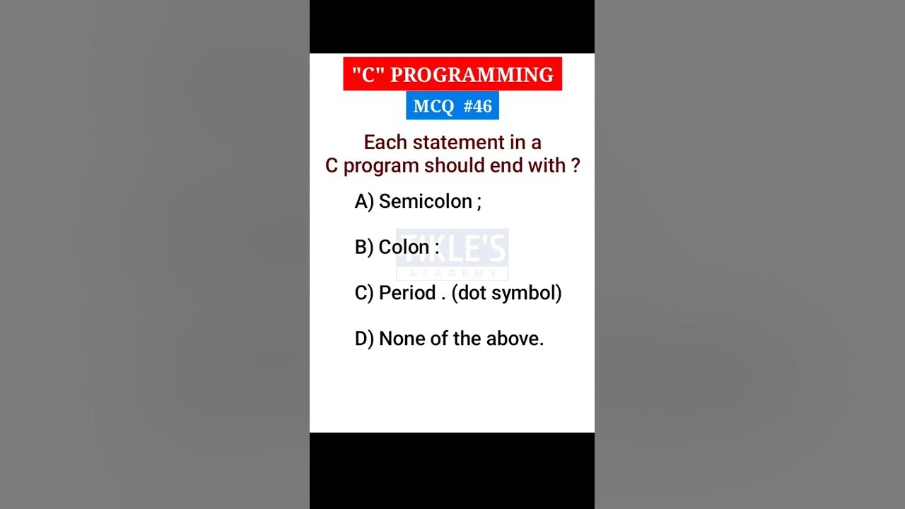 C programming mcq 46 shorts tiklesacademy youtube