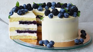 Бесподобный ТОРТ с ГОЛУБИКОЙ 🥰Десерт с летней ягодой | CAKE WITH BLUEBERRY