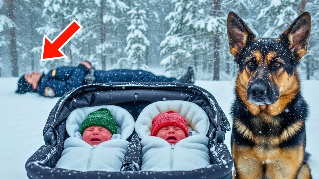 De tweeling huilde in de ijskoude kou naast hun moeder – totdat de hond een beslissing nam die niem