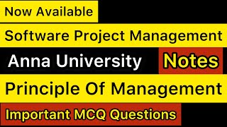 Software Project Management | Principle Of Management | Important MCQ Questions | Anna University