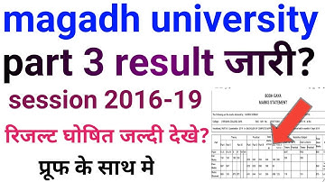 Magadh university part 3 result 2019, magadh university part 3 result date 2019