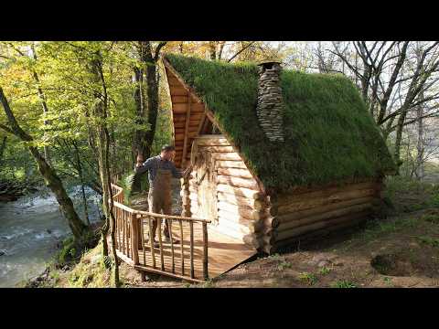 Building a Bushcraft Log Cabin in the Forest | Complete Build