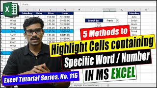 Highlight cells containing a Specific Text or Number