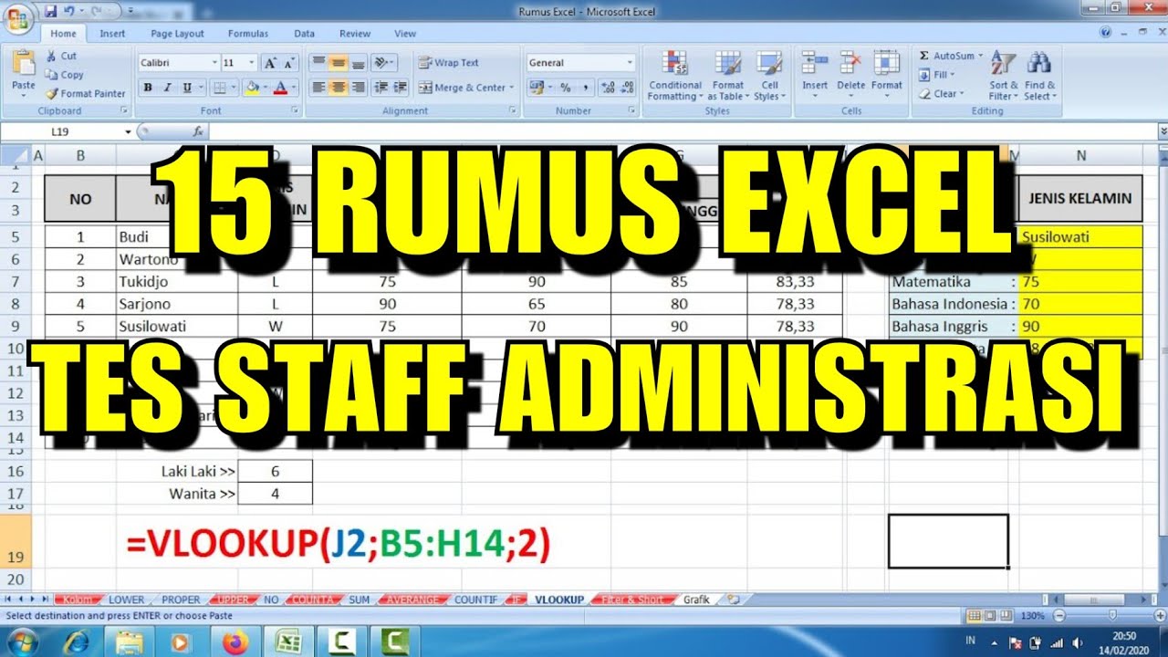 Rumus Excel untuk TES Admin Kantor