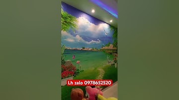 Thi công tranh dán tường 3D cảnh biển rất đẹp và sắc nét