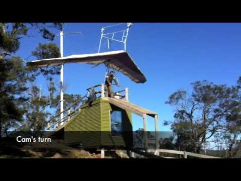 Cable hang gliding fun near Launceston, Tasmania - July 2009