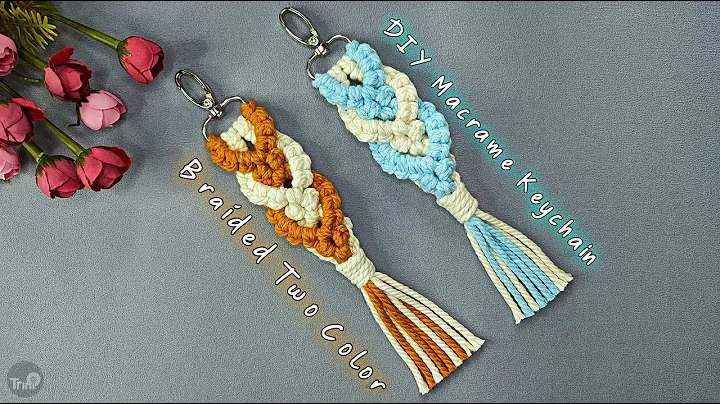 DIY Macrame Keychain Braided Two Color | Macrame Keychain Tutorial
