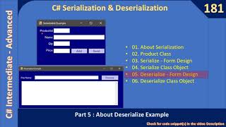 C# Serialization | Part 5 - About DeSerialize Example | C# Advanced #181