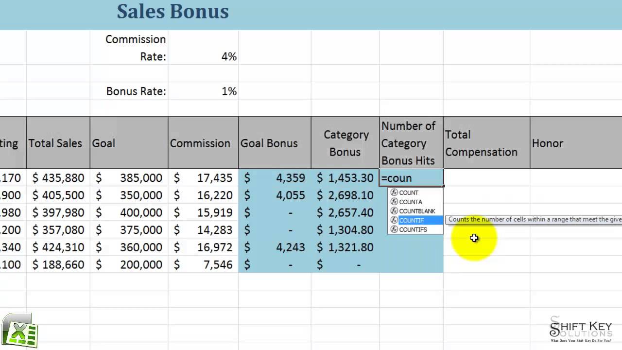 Excel 2007, Exercise 41 COUNTIF Function - YouTube