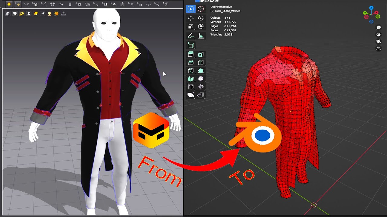 Marvellous Designer outfit retopology in Blender - YouTube
