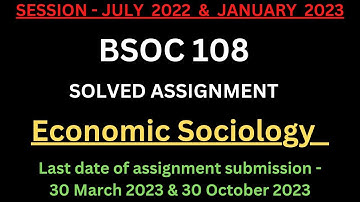 BSOC 108 solved assignment 2022-2023 | BSOC 108 ignou solved assignment 2022-23 | BSOC 108 PDF | BA