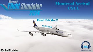 Microsoft Flight Simulator 2024 | Lufthansa A340-300 Rainy Arrival & Bird Strike in Montreal, Canada