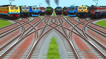 🕹Ten Realistic Trains Run At Curve Branches Railroad Crossing Tracks || colorful train videos 