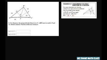 Use Concurrency of Angle Bisectors of Triangles to find the Indicated Measures