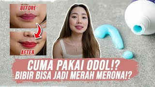 BIBIR BISA MERAH MERONA CUMA PAKAI ODOL!? CARA ALAMI MENCERAHKAN BIBIR HITAM!? screenshot 5