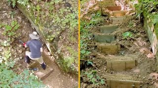 Building Steep DIY Trail Steps Down to Our Waterfall